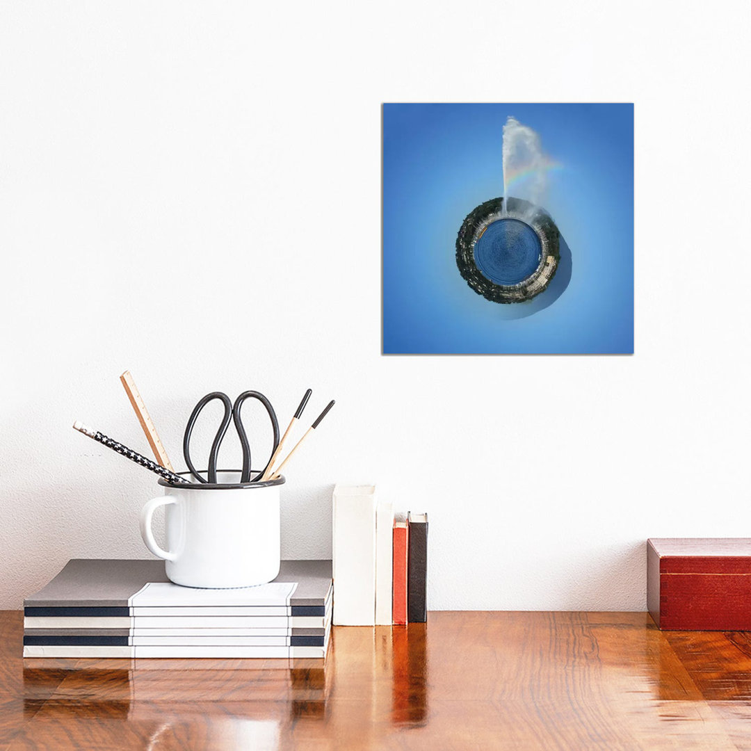 Planet With Water Fountain, Geneva, Switzerland by Elena Duvernay - Wrapped Canvas Gallery-Wrapped Canvas Giclée
