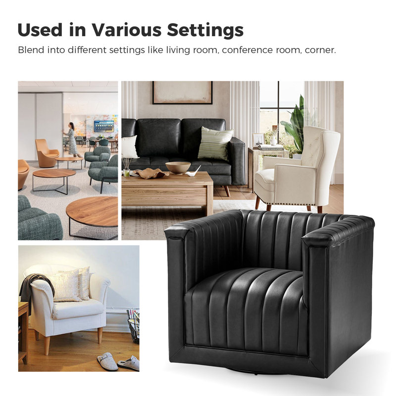 Fauteuil d'appoint Cephus, Similicuir noir