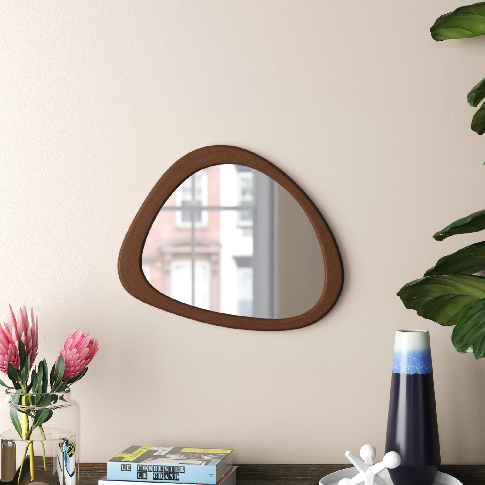 Mercury Row® Pascarella Asymmetrical Wooden Wall Mirror & Reviews | Wayfair