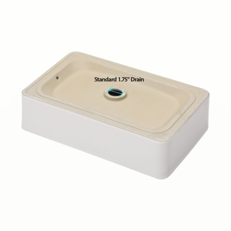 21" x 14" White Ceramic Rectangular Vessel Sink