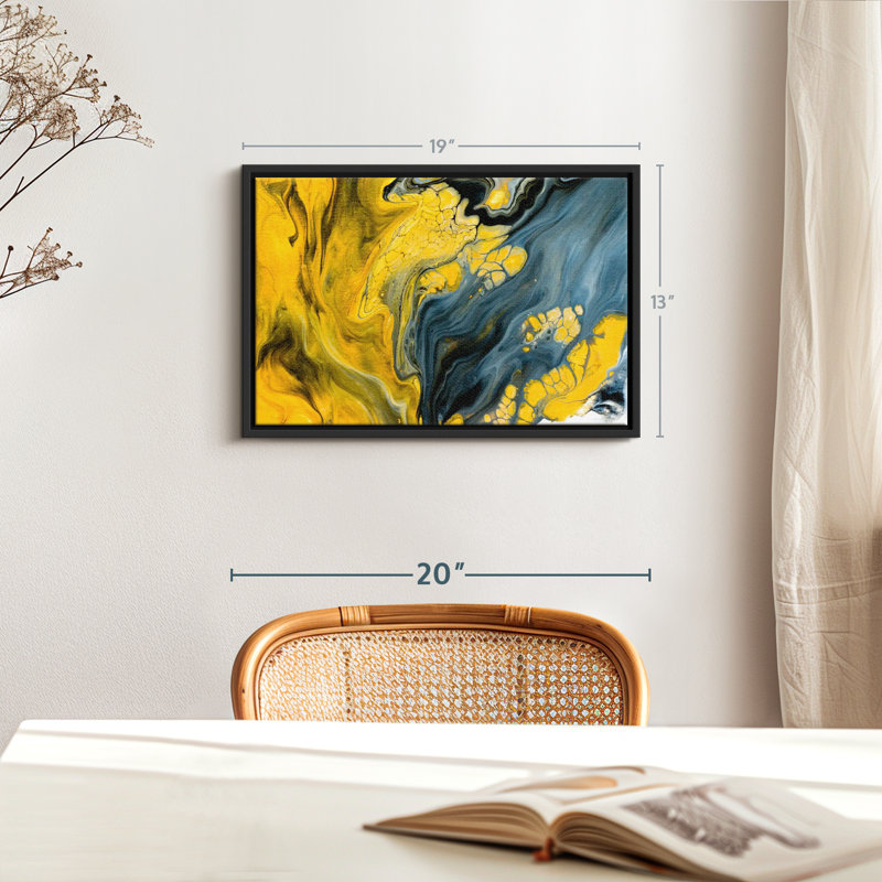 Impression sur toile marbrée abstraite, H 13 po x l 19 po