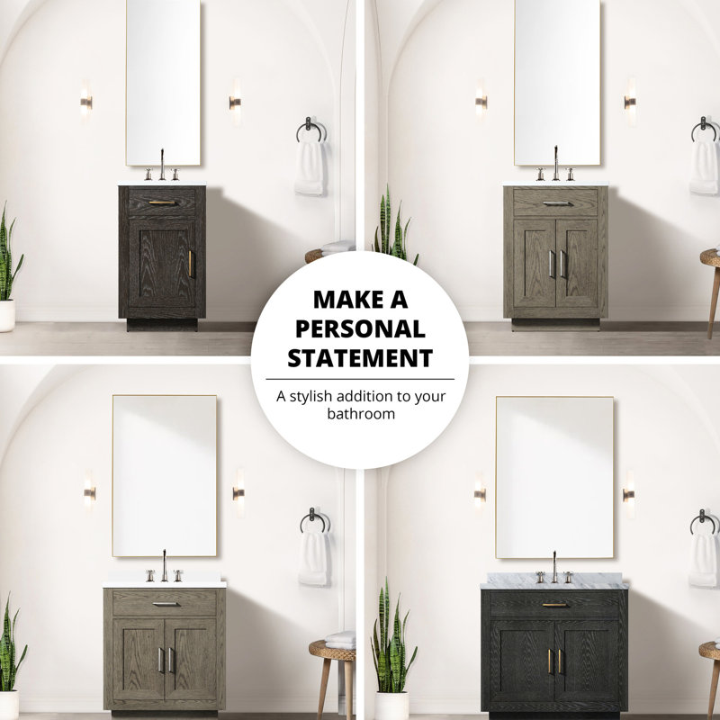 Meuble-lavabo en chêne brun 36 po L 22 po x P 22 po, comptoir en marbre de culture et miroir 34, fermeture en douceur, comptoir d'armoire en bois et structure, combinaison