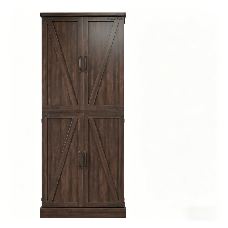 Distressed Brown Freestanding Storage Cabinet with Adjustable Shelves and Drawer, Brown