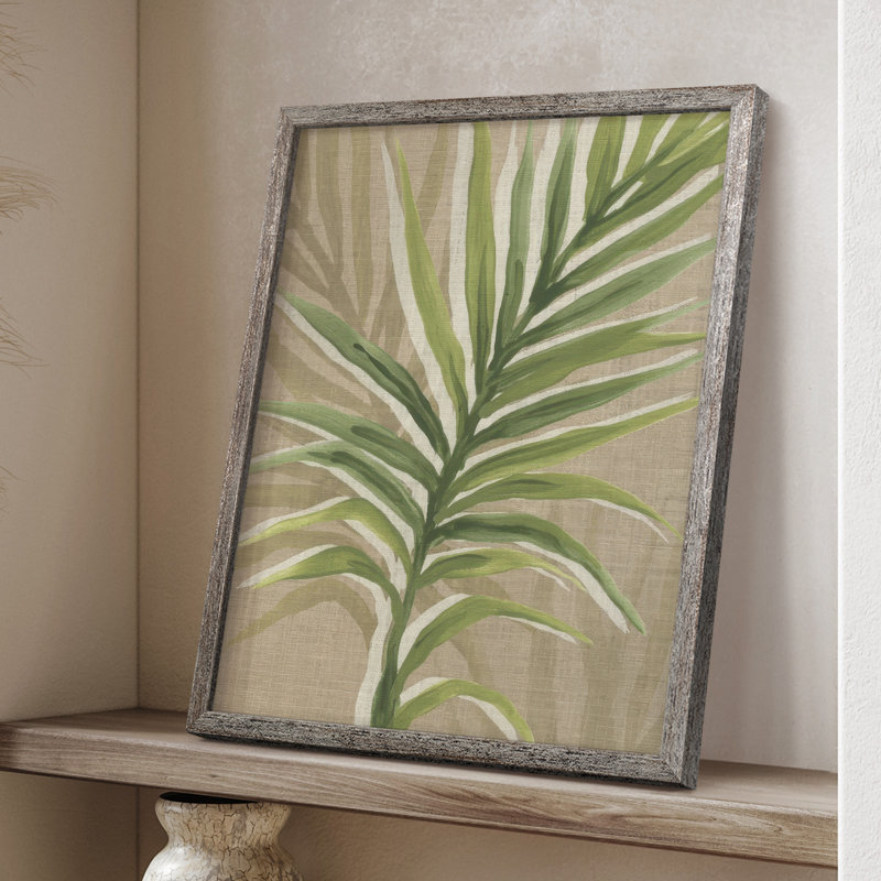 Impression sur toile de jute Palm Frond I - bois massif, H 11 po x l 9 po