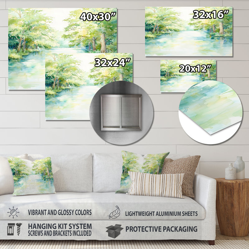 «Guadalupe River In Texas II - Paysages», impression murale en métal, H 24 po x l 32 po