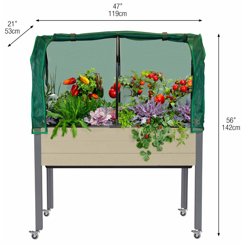 Pot à fleurs avec réservoir Gracie Oaks (21 X 47) + housse combinée, Tanné