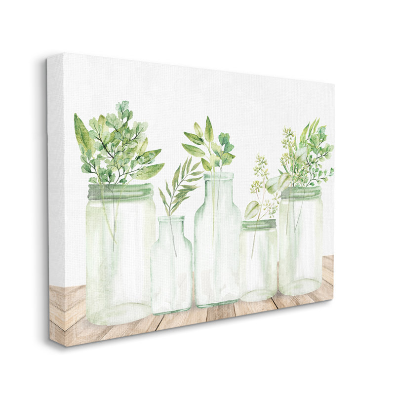 «Varied Herb Plant Arrangement», peinture sur toile, Toile tendue, H 16 po x l 20 po x P 1,5 po