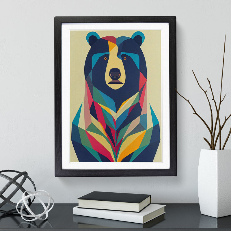 Breathtaking Bear Abstract - Single Picture Frame Print, Black, 64cm H x 46cm W x 2cm D