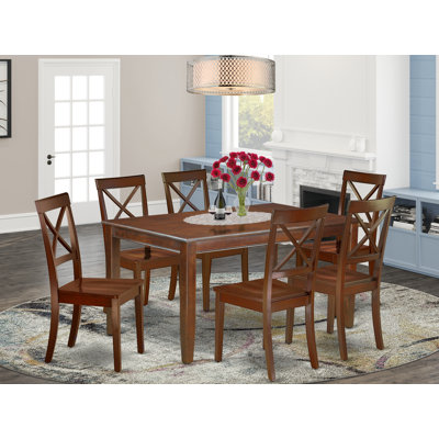 Gilda 6 - Person Rubberwood Solid Wood Dining Set by Alcott Hill