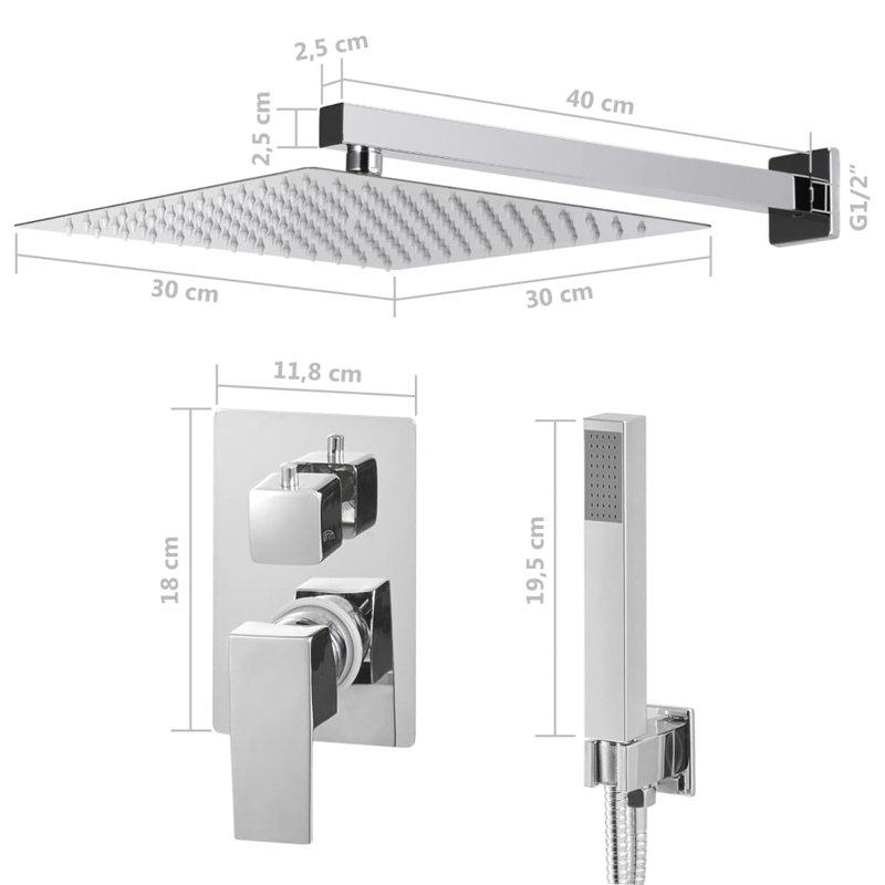 Carbon Rain Dual Shower Head, Chrome
