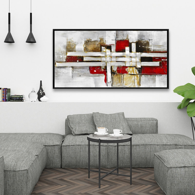 Abstract intertwining shapes - 24"x48" Framed canvas