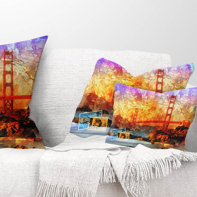 Coussin San Francisco Bridge - Cityscape, Rectangulaire, 12 po x 20 po