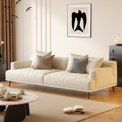 82.6" Breathable Cotton-linen Fabric Sofa, Solid Wood Frame, High-elastic Sponge Seat Cushion by Orren Ellis