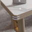 Bureau 5 tiroirs blanc + kaki + or fritté rectangulaire + bois manufacturé + acier inoxydable-832430331-832430325