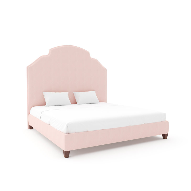 Leland Bed With 9" Rails, Espresso, Queen, Posh Life Performance Velvet Caribbean