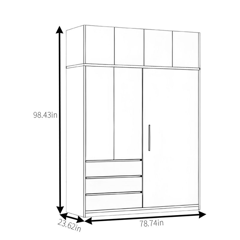Garde-robe simple et classique, H 98,43 po x l 78,74 po x P 23,62 po