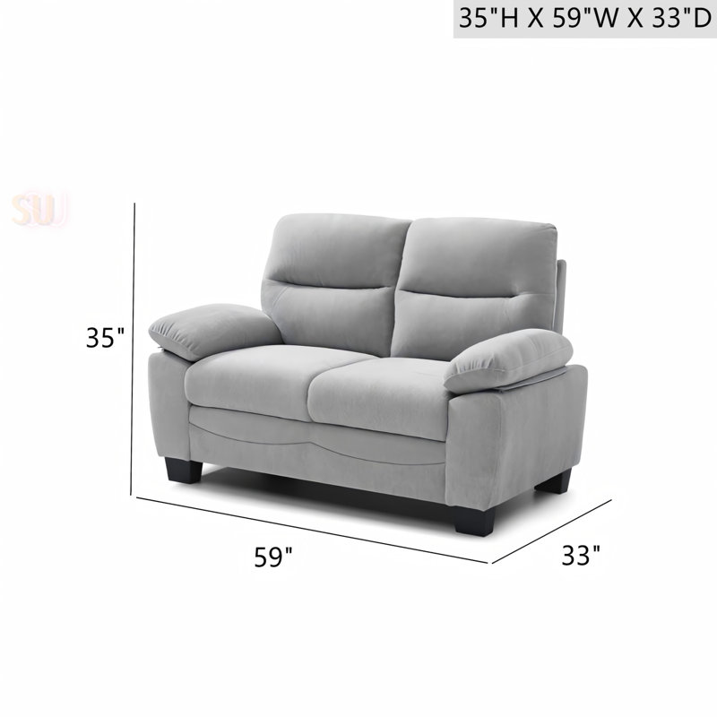 Causeuse moderne gris, Gris, 35.07" H x 59.07" W x 33.07" D
