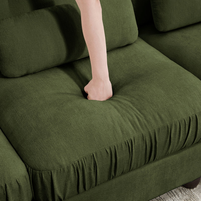 Ottoman Melbourne en tissu chenille, Vert