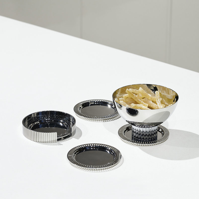 Striations Stainless Steel Nut Bowl, Silver