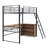 Metal Loft Bed with L-Shaped Desk and 3-Tier Shelves, Space-Saving Loft Bed for Teens & Students-1815190013-1815190012