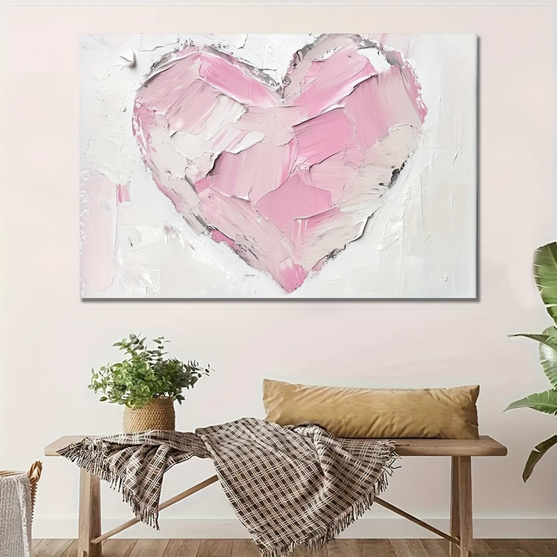 Impression sur toile douce texturée cœur rosé - Urban Studio, 16*12 inch (40*30*2cm)