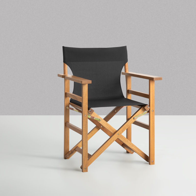 Chaise de réalisateur pliante en bois massif, Noir