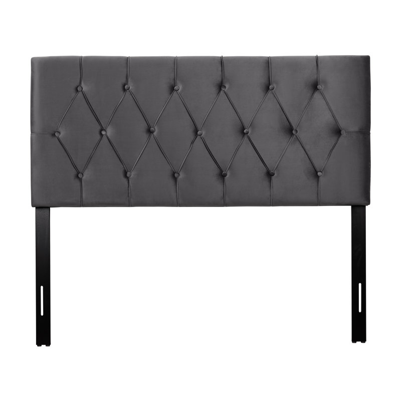 Tête de lit tapissier à panneau Krystal, Double, Gris foncé
