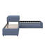 Lit plateforme tapissier simple avec lit gigogne, tiroirs et bureau