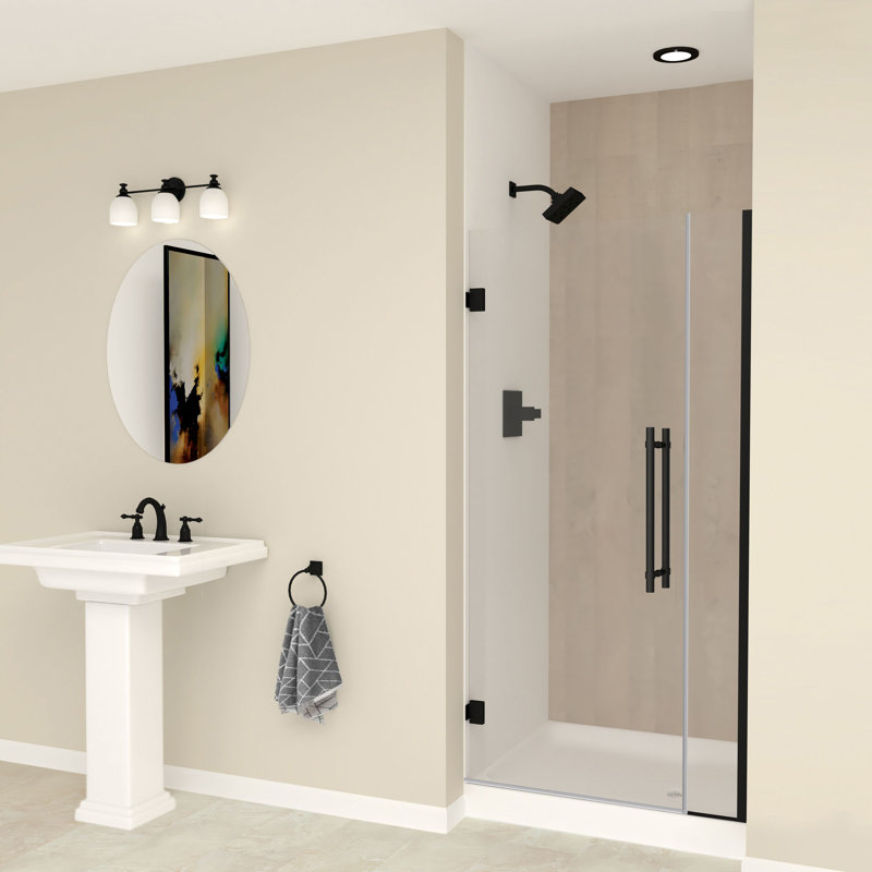 Transolid Elizabeth 36-in W x 76-in H Hinged Shower Door in Champagne Bronze with Clear Glass, Matte Black