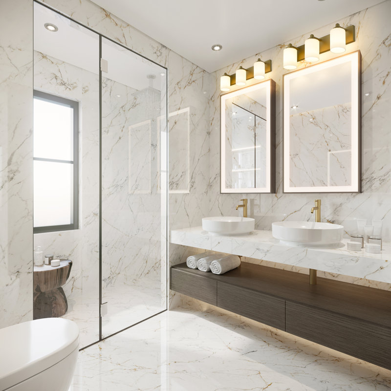 Éclairage pour meuble-lavabo à 3 lumières Partin, Or brossé