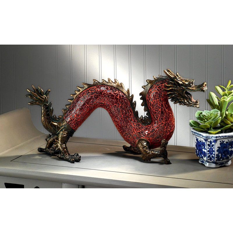 Statue de dragon dansant de lumière illuminée