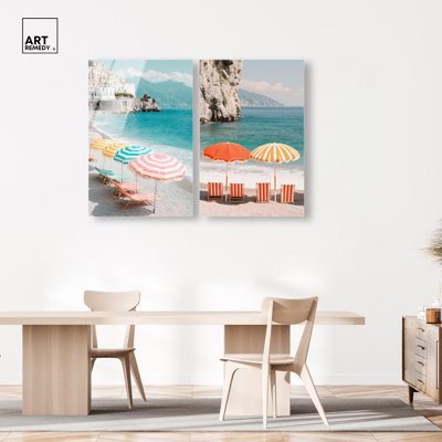 Ensemble de décoration murale pour salle de bain Coast Bliss par Art Remedy, prêt à accrocher, 24 x 36