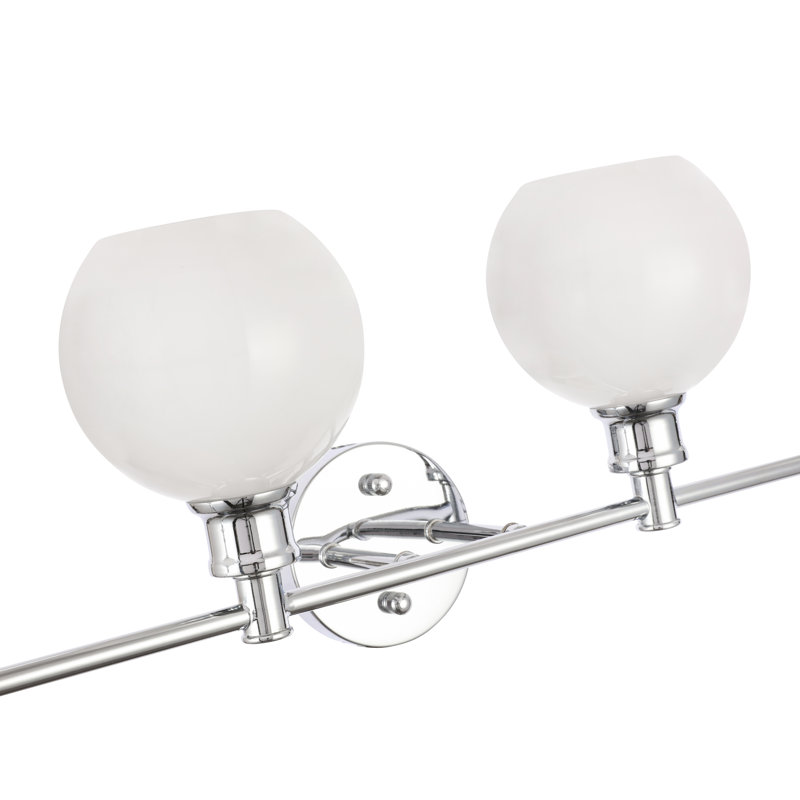 Éclairage pour meuble-lavabo à 4 lumières à intensité variable Drinkard, Blanc givré, Chrome