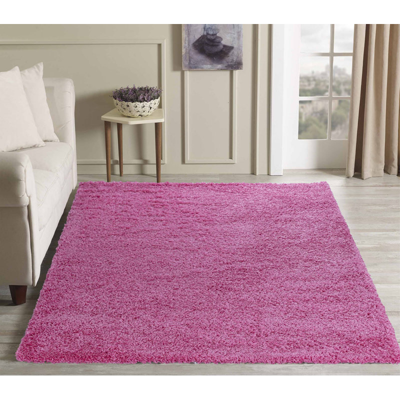 Esterly Pink Shaggy Rug, Rectangle 80 x 150cm