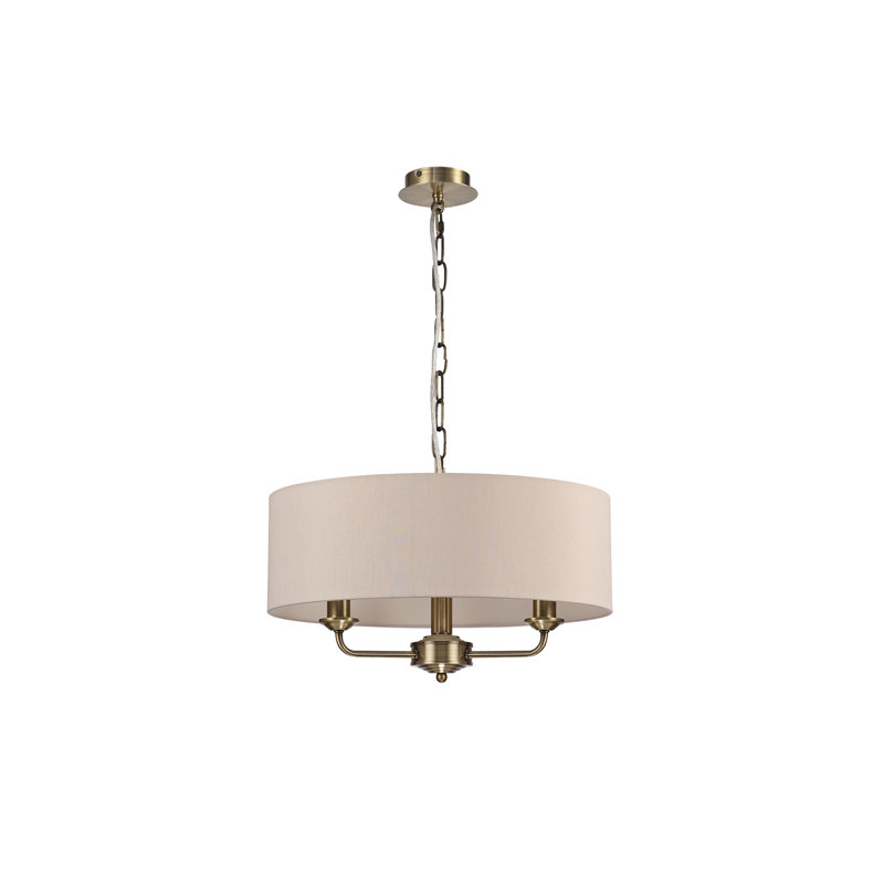 1 - Light Drum Pendant, Antique Brass, 150cm H x 45cm W x 45cm D, Nude Beige/Moonlight