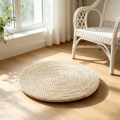 Tapis de paille tissé rond pour enfants