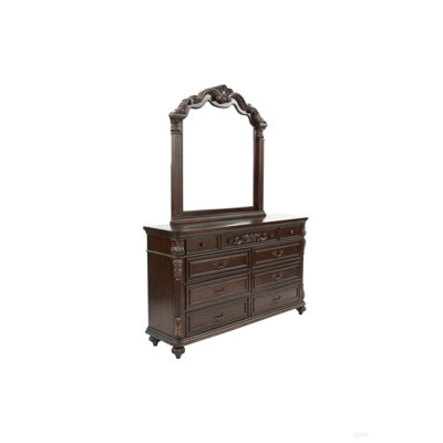 Mobilier de chambre à coucher avec tiroir à miroir traditionnel traditionnel et cerisier antique / noyer antique