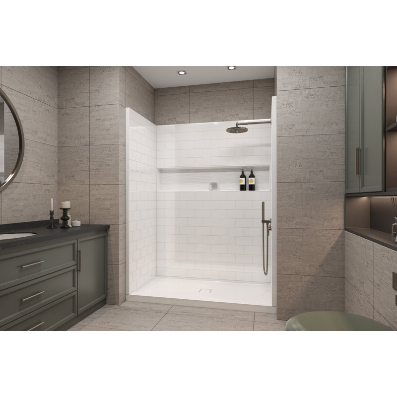 White Composite 60" x 32" 4-Piece Alcove Shower Kit