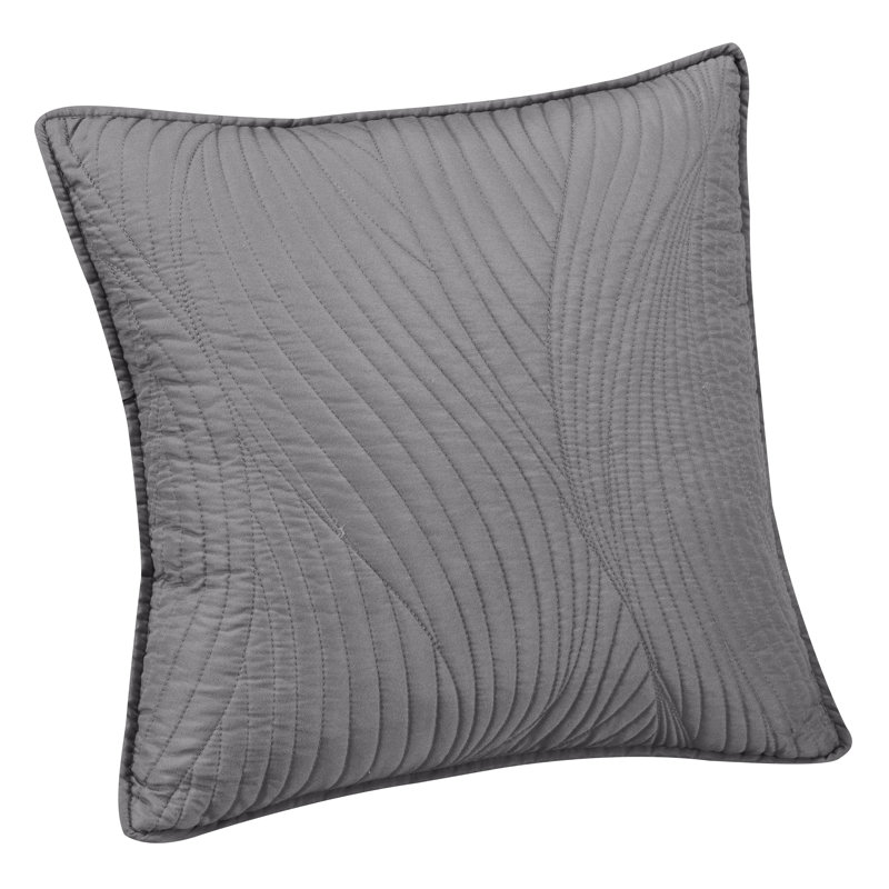 Light Grey Embroidered Cotton Polyester Euro Sham