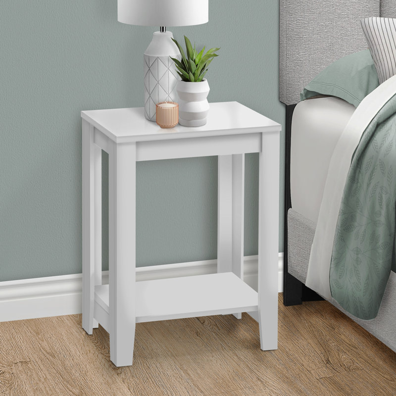 Table d'appoint, table d'appoint, table de bout, table de chevet, lampe, stratifié, transitionnel, Blanc