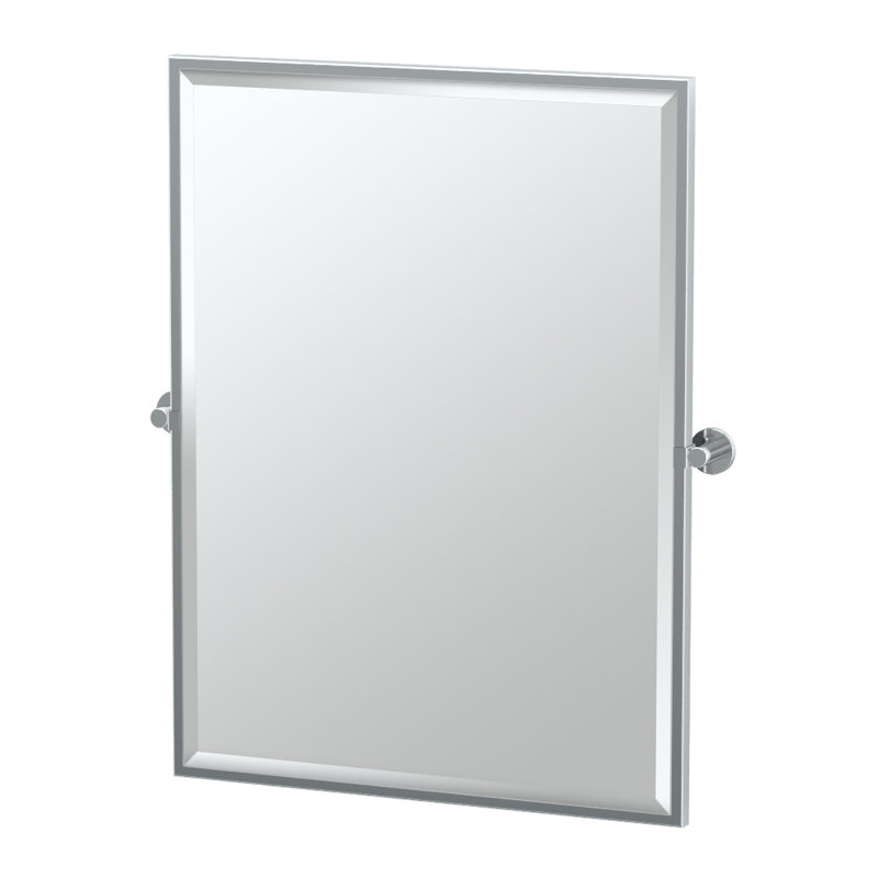 Miroir de salle de bain Channel, Chrome, H 32,5 po x l 27,63 po