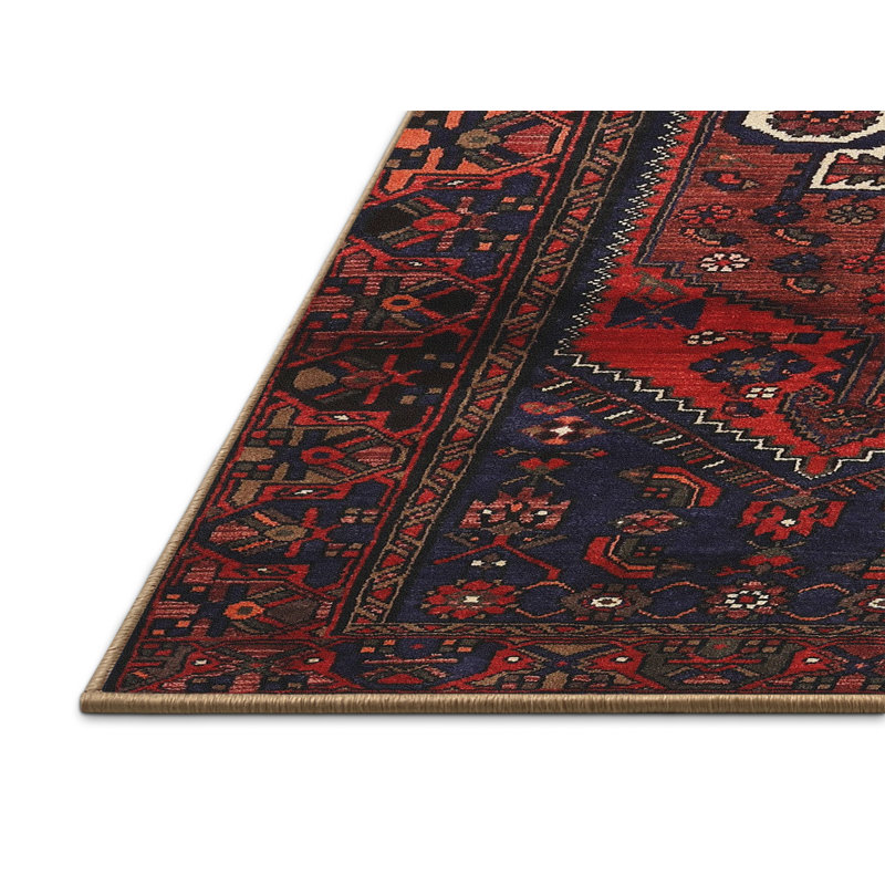 Tapis à motif oriental rouge / noir, Rectangle 2 pi x 3 pi
