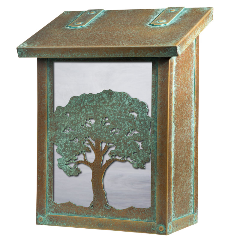 Boîte aux lettres murale verical chêne tree, Blanc vaporeux, Vert nouveau