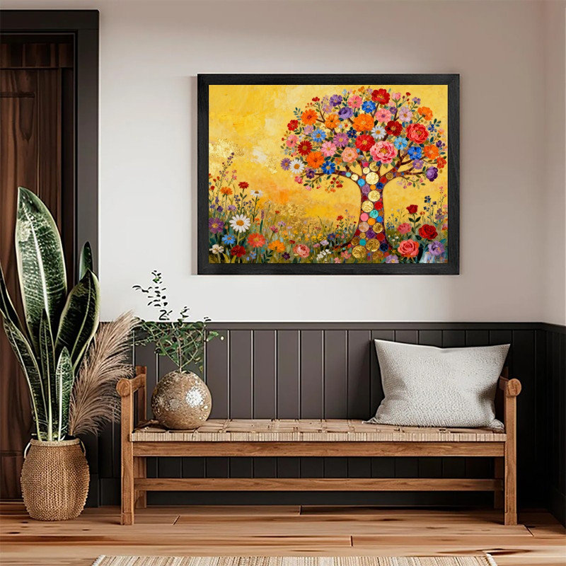 «Black», art floral inspiré de Gustav Klimt, impression bohémienne, H 9 po x l 11 po