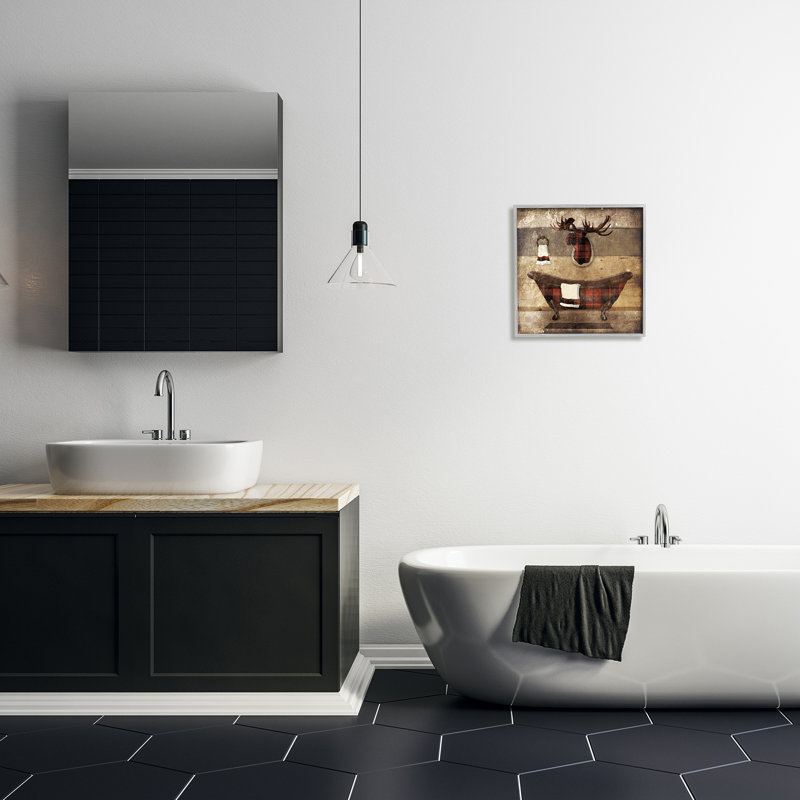 Motif texturé en bois à carreaux, L 17 po x H 17 po, Estampe numérique Farmhouse