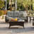 Outdoor Patio Furniture Set of Coffee Table, Patio Wicker Coffee Table with Tempered Glass Top