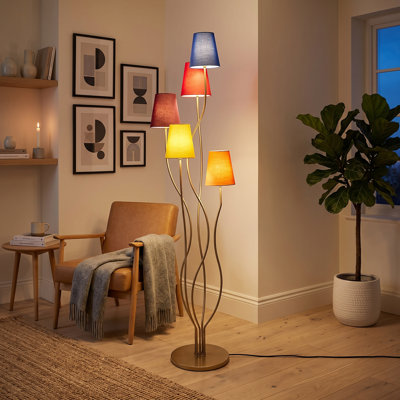 Five-Arm Fabric Shade Standing Floor Lamp