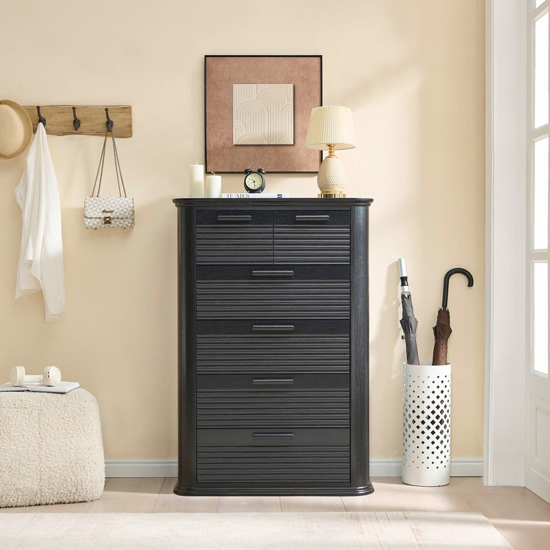 Commode 6 tiroirs Marizela, Noir