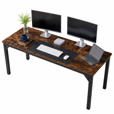 Double Double Space: bureau d'ordinateur noir pour 2 personnes avec structure en métal noir