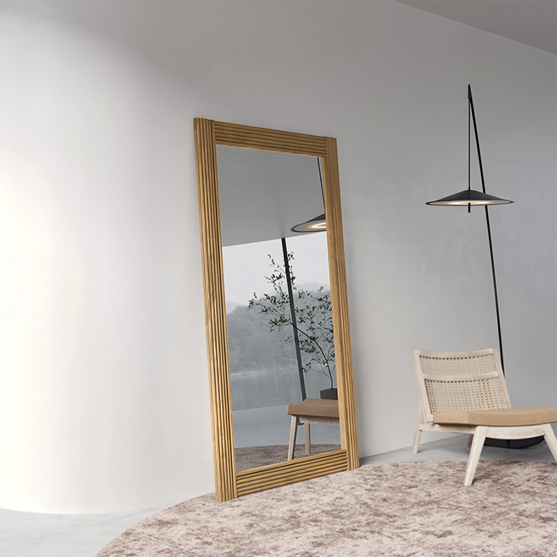Miroir pleine grandeur rectangulaire en bois massif, 72,83 po x 41,34 po